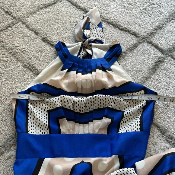 ELIZA J long maxi Halter Dress blue cream tan black 2 - Picture 10 of 14